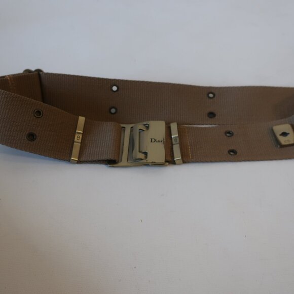 Womens Dior Street Chic Khaki Gold-Toned Hardware Adjustable Waist Belt OS - Picture 1 of 12